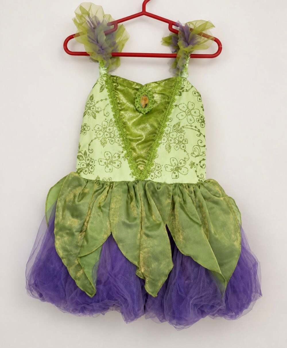 Disney Store Tinker Bell Costume Dress Girls Size 7/8 Green Purple Fairy - Picture 2 of 4